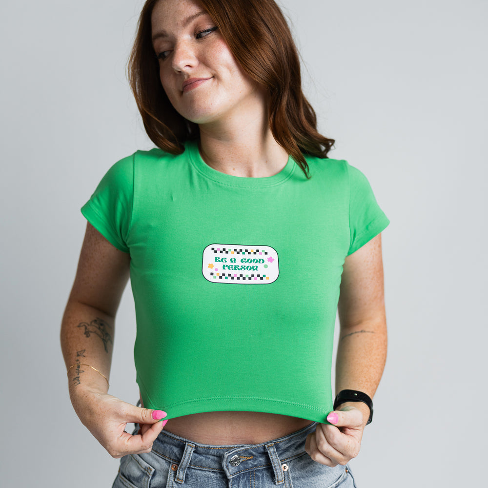 
                      
                        Good Gardens Baby Tee - Spearmint Green
                      
                    