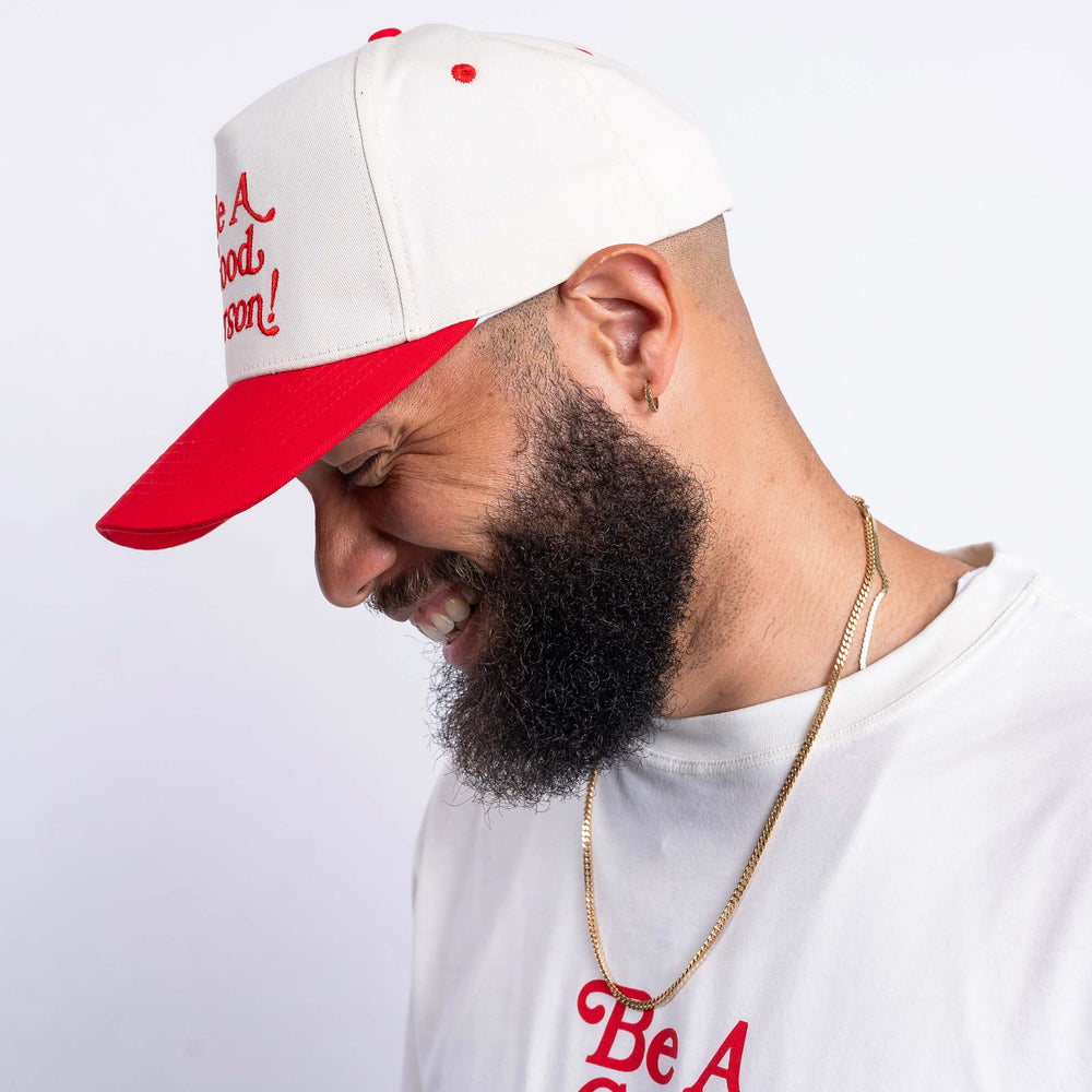 
                      
                        Exclamation Snapback Hat - Cream/Red
                      
                    