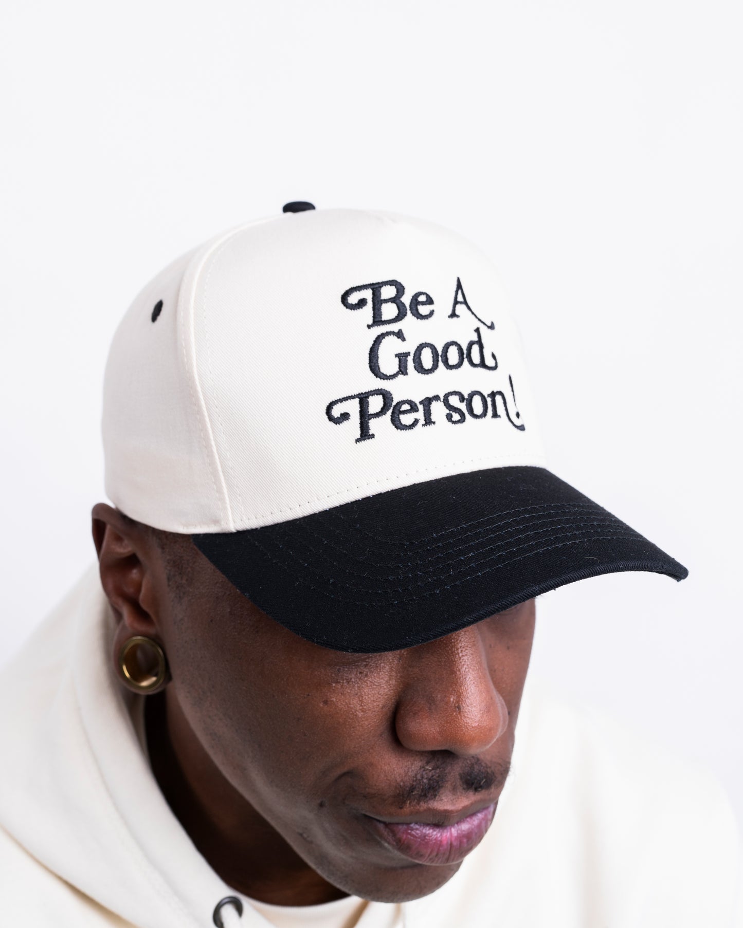 Exclamation Snapback Hat - Cream/Black