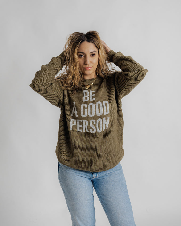 Signature Knit Sweater - Olive – Be A Good Person